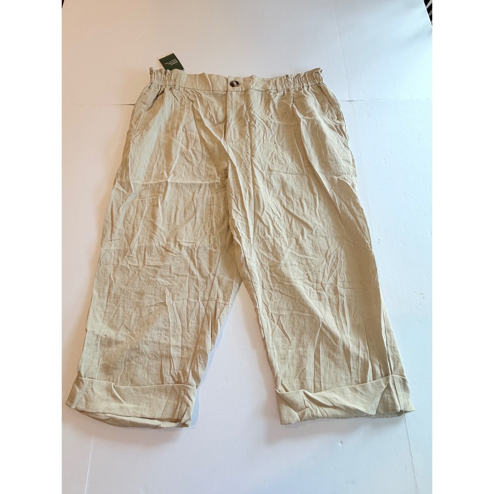 Halara Tan Beige High Waisted Wide Leg Cuffed Pants 2X NEW